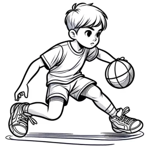 ילד משחק כדורסל דף צביעה