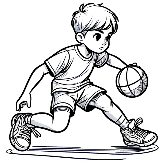 ילד משחק כדורסל דף צביעה
