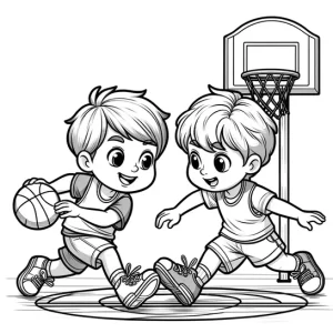 דף צביעה ילדים עם כדורסל