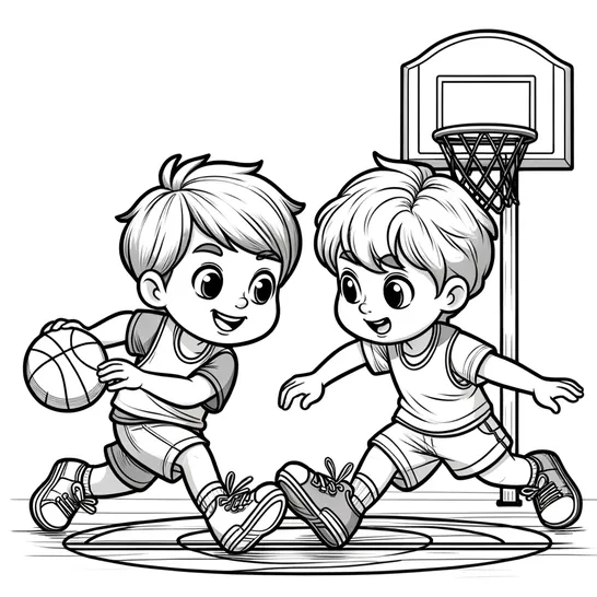 דף צביעה ילדים עם כדורסל