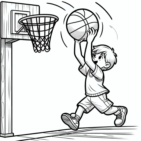 ילד זורק כדור לסל