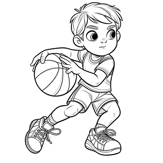 ילד משחק כדורסל דף צביעה