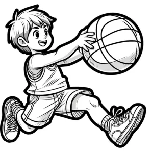 ילד רץ עם כדורסל