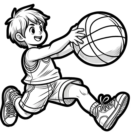 ילד רץ עם כדורסל