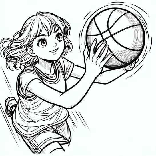 נערה משחקת כדורסל