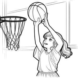 דף צביעה ילדה קולעת סל