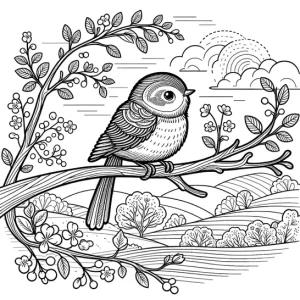 דף צביעה של ציפור