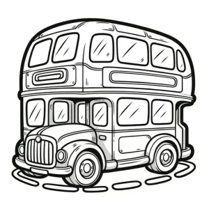דף צביעה אוטובוס קומתיים ישן סגנון אנגלי
