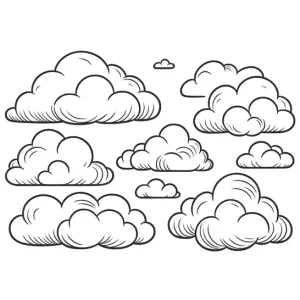 דף צביעה עננים בשמיים