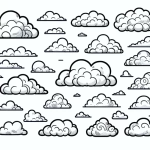 דף צביעה שמיים מעוננים