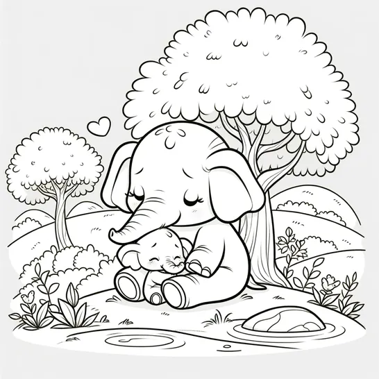 דף צביעה אמא פילה ופיל קטן