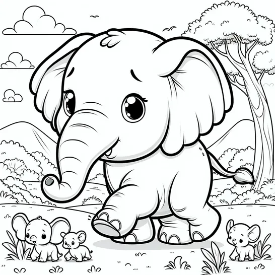 פיל חמוד הולך ביער