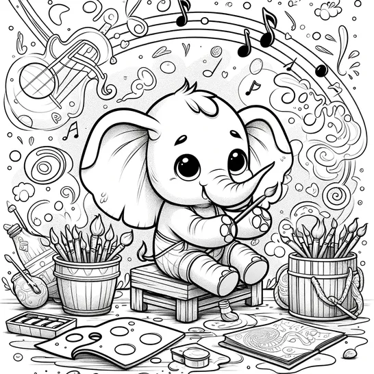 דף צביעה של פיל