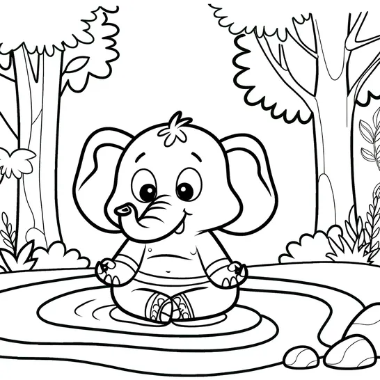 דף צביעה פיל עושה יוגה