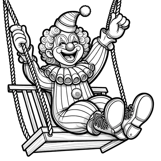 דף צביעה ליצן על נדנדה