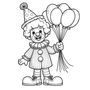 דף צביעה ליצן עם בלונים