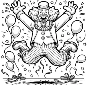 דף צביעה ליצן עם בלונים