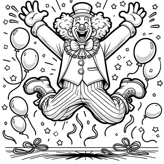 דף צביעה ליצן עם בלונים