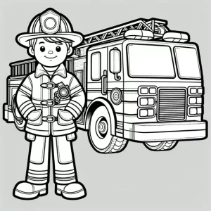 דף צביעה של כבאית כיבוי אש וכבאי