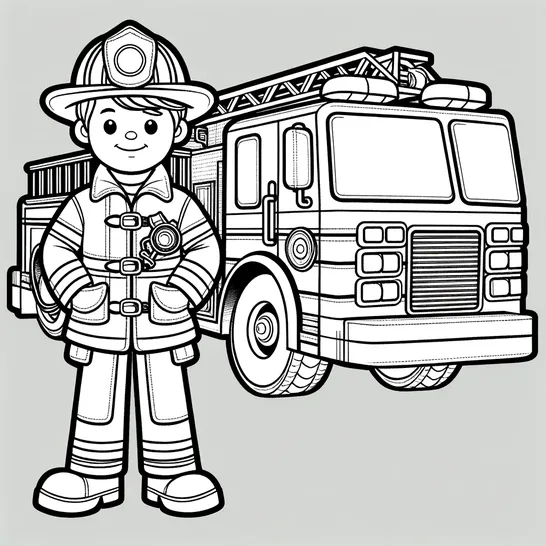 דף צביעה של כבאית כיבוי אש וכבאי