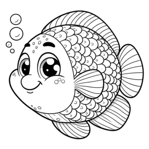 דף צביעה של דג יפה שוחה