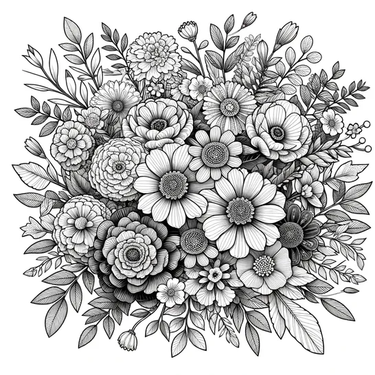 דף צביעה של פרחים