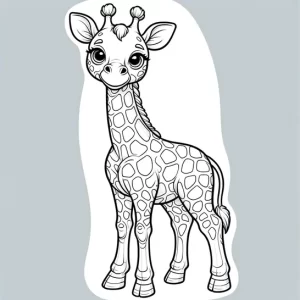 דף צביעה של ג'ירפה קטנה