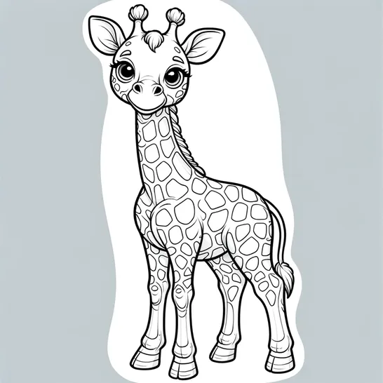 דף צביעה של ג'ירפה קטנה