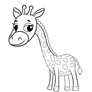 דף צביעה של ג'ירפה מצחיקה