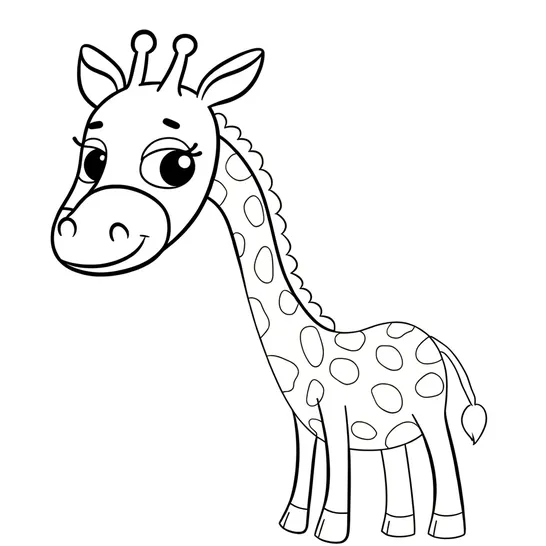 דף צביעה של ג'ירפה מצחיקה