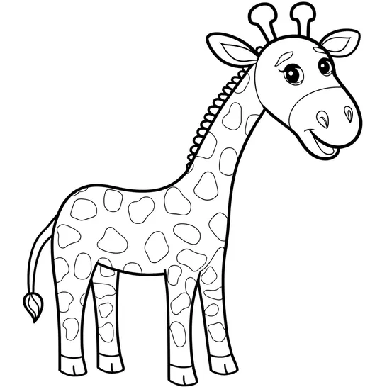 דף צביעה של ג'ירפה מתבוננת