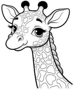 דף צביעה של ג'ירפה יפה בפרופיל