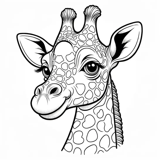 דף צביעה של ג'ירפה בפרופיל
